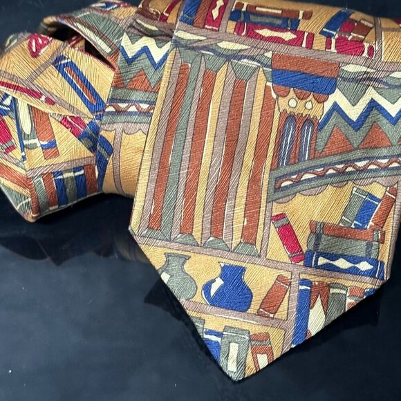 Missoni Library Books Silk Tie Necktie Neckwear EUC Jugs African Matisse Cubist - Picture 1 of 6